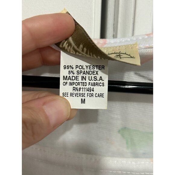 Impulse California Flamingo Print 3/4 Sleeve Top Sz Medium Scoop Neck Beach - Picture 6 of 10